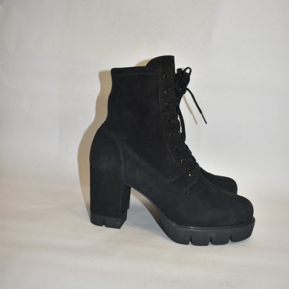 Stuart Weitzman Ande Lace-Up Block Boot Platform … - image 3